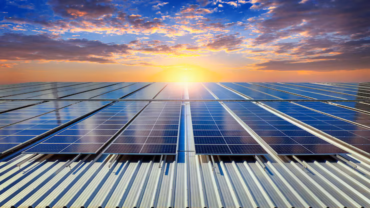 Placas solares recebendo luz do sol
